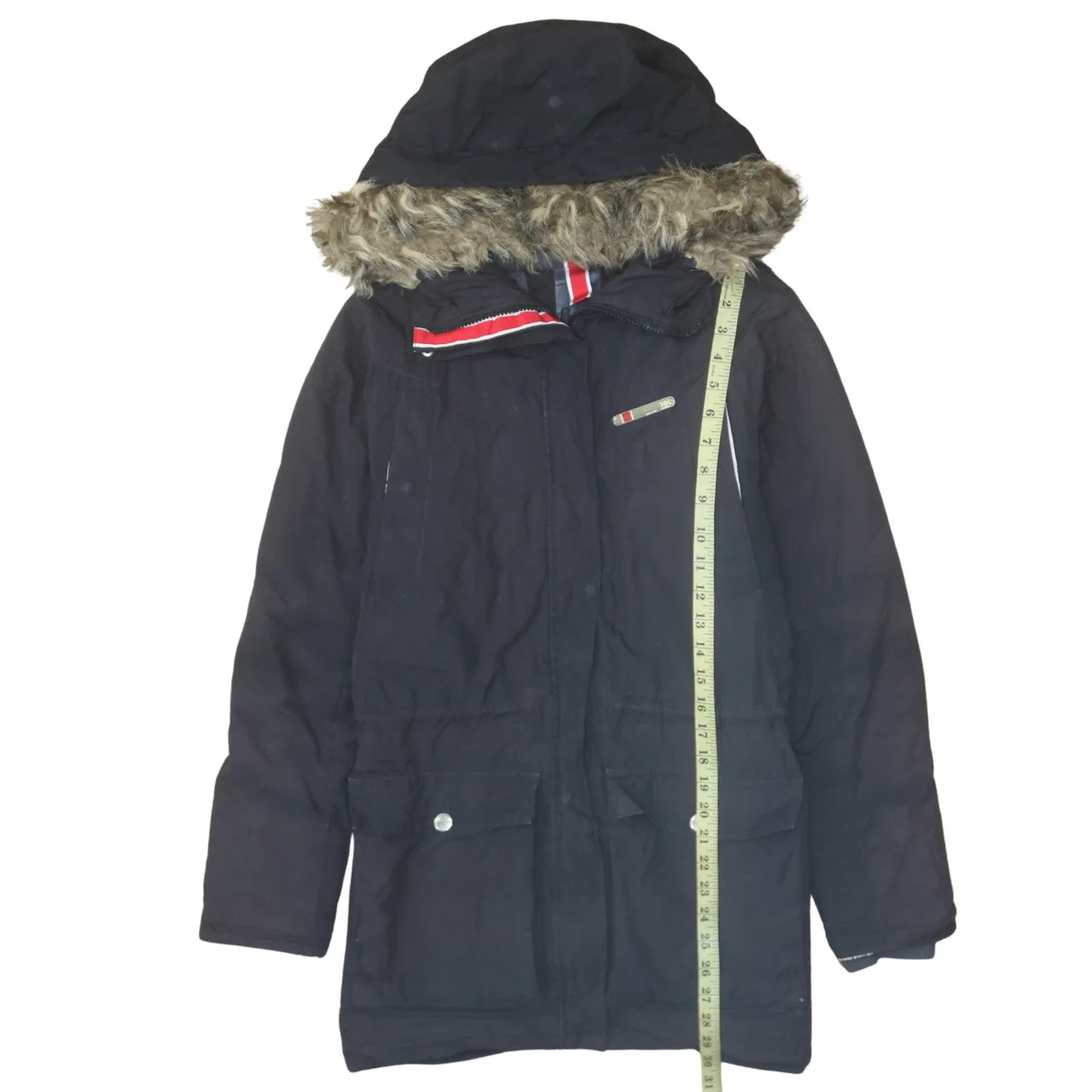 Helly Hansen Women's Black Fur Trim Hooded Parka Coat Size M - Image 3
