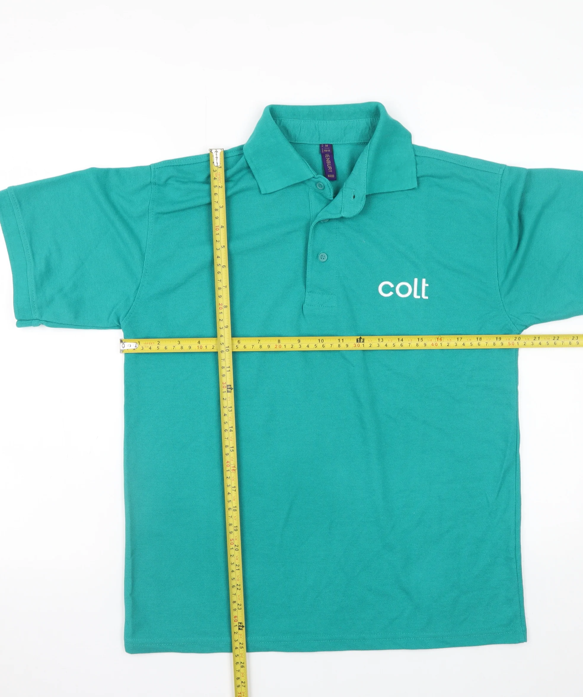Henbury Men’s Green Polo Shirt M Regular Fit Lightweight Workwear - Image 2