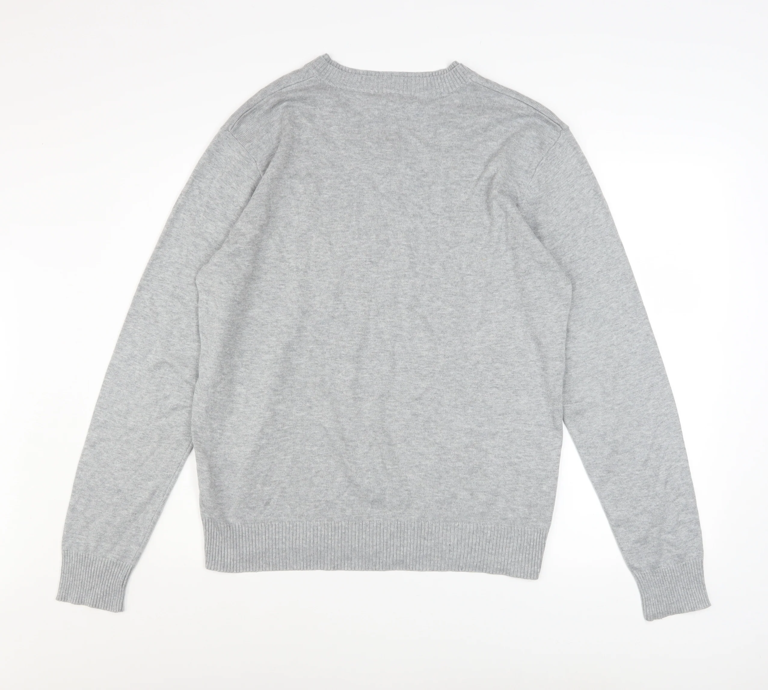 Henleys Men's Grey V-Neck Cotton Blend Pullover Jumper Size L - Image 3