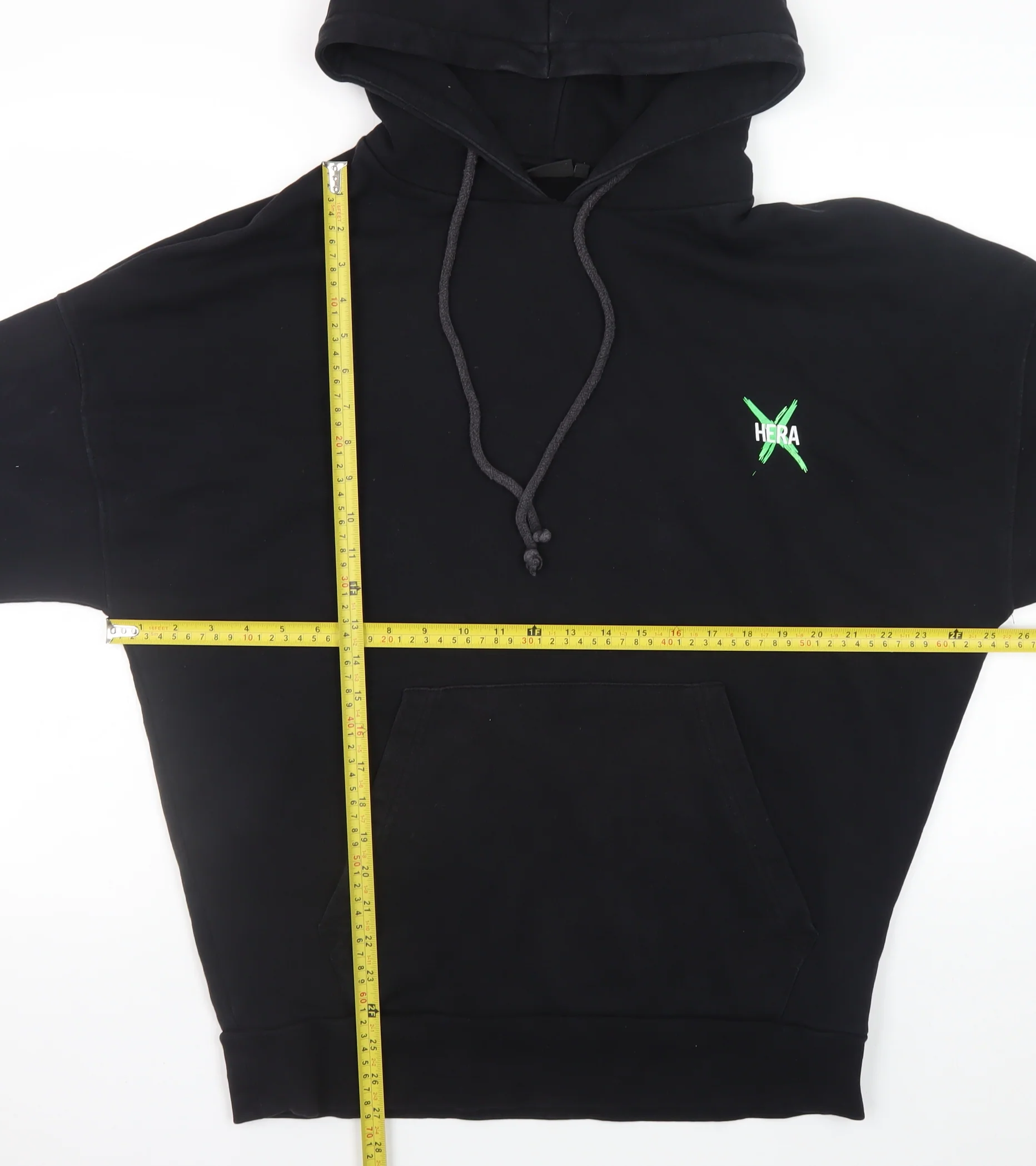 HERA Mens Black Graphic Pullover Hoodie Size S Relaxed Fit - Image 2