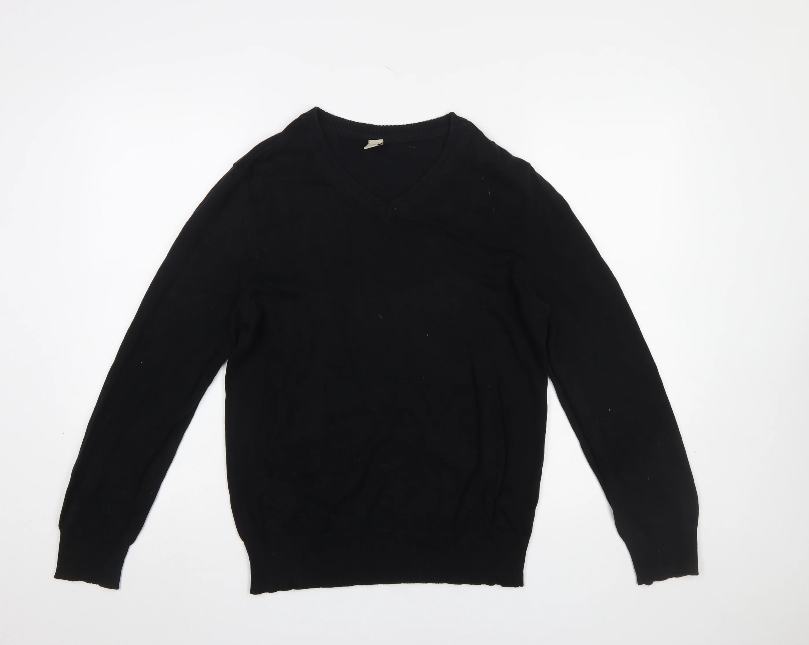 Hering Men's Black Cotton V-Neck Jumper Size S Classic Casual Knitwear