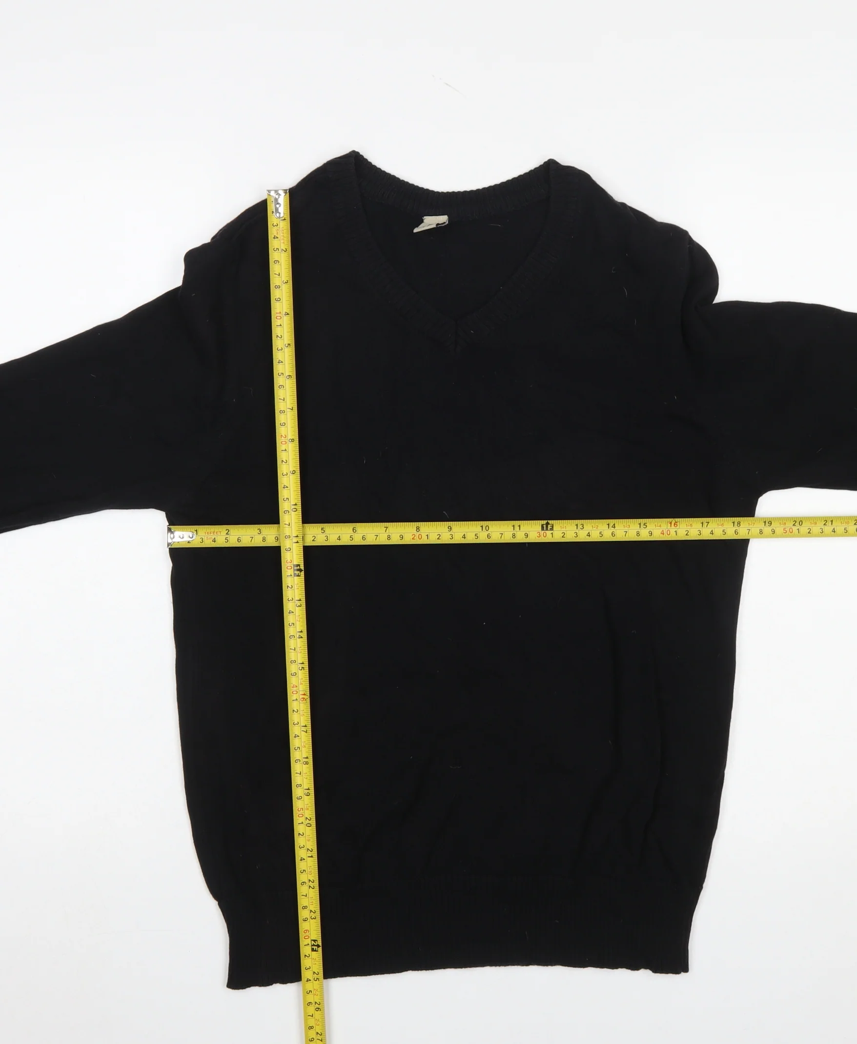 Hering Men's Black Cotton V-Neck Jumper Size S Classic Casual Knitwear - Image 2