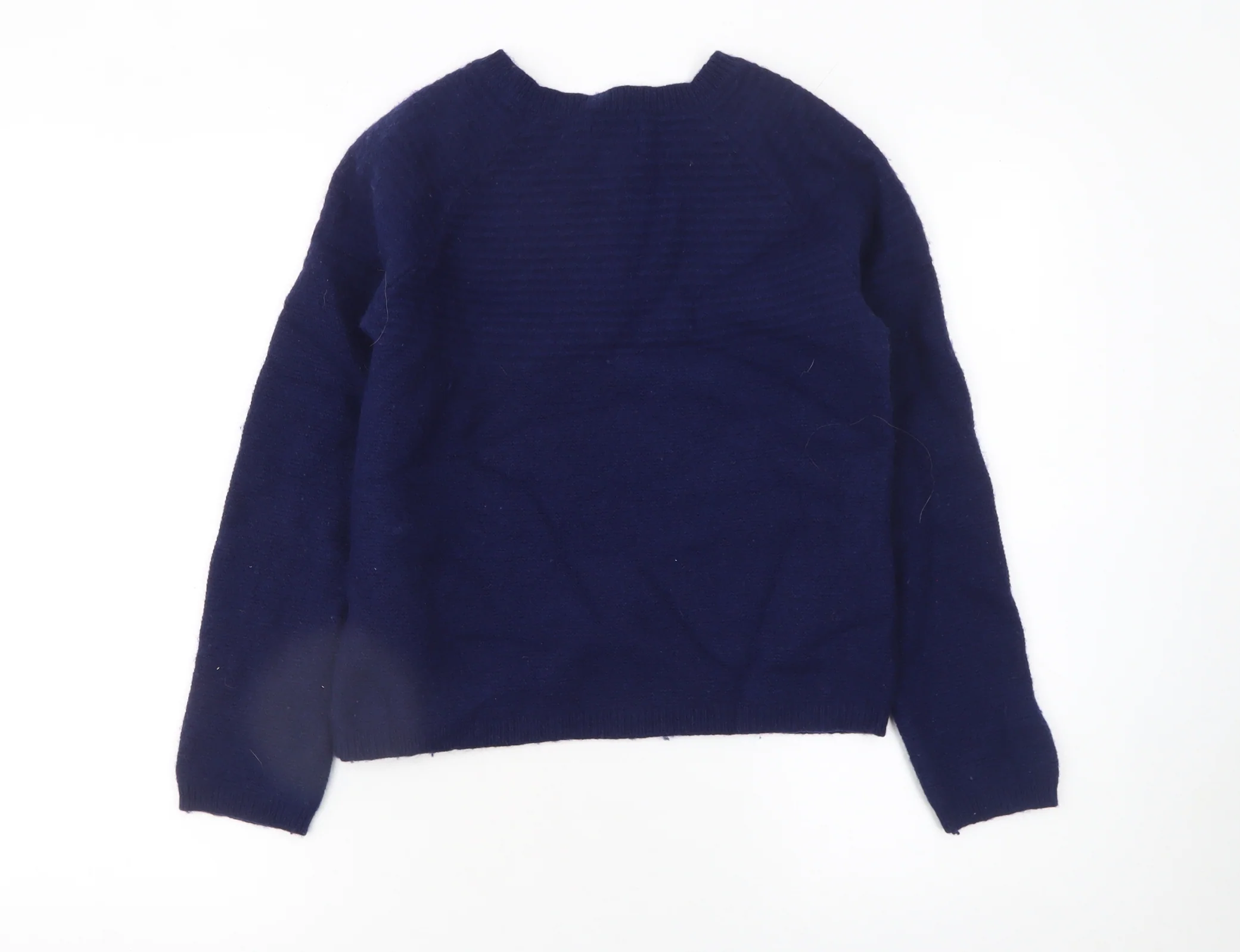 Heyton Women Blue Wool Blend Crew Neck Button Pullover Jumper Size 12 - Image 3