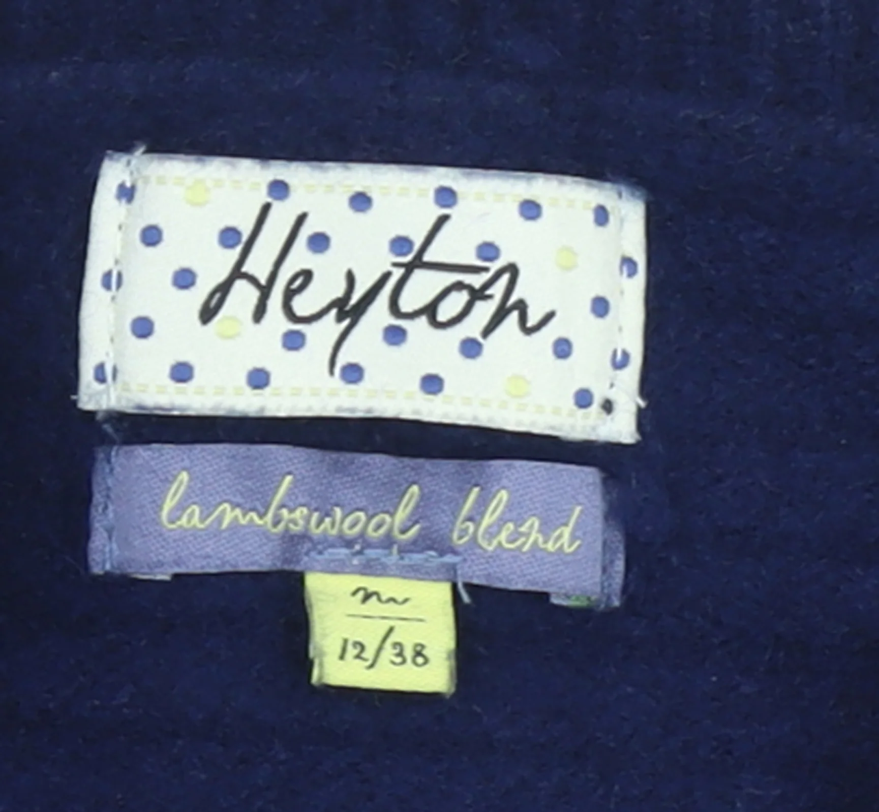 Heyton Women Blue Wool Blend Crew Neck Button Pullover Jumper Size 12 - Image 4