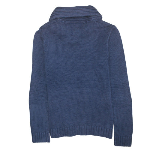 Hilfiger Denim Men's Blue Shawl Collar Knit Jumper Size L - Image 4