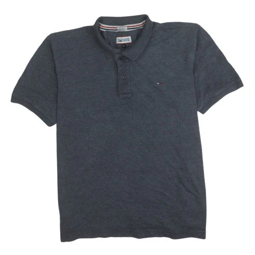 Hilfiger Denim Men's Grey Polo Shirt XL Cotton Short Sleeve Classic Fit