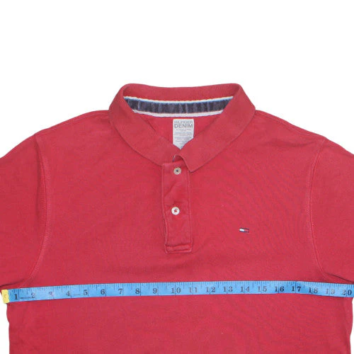 Hilfiger Denim Men's Red Cotton Polo Shirt XL Classic Fit - Image 2