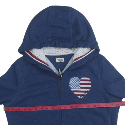 Hilfiger Denim Women's Blue Full Zip Hoodie with American Heart Print Size M - Image 2