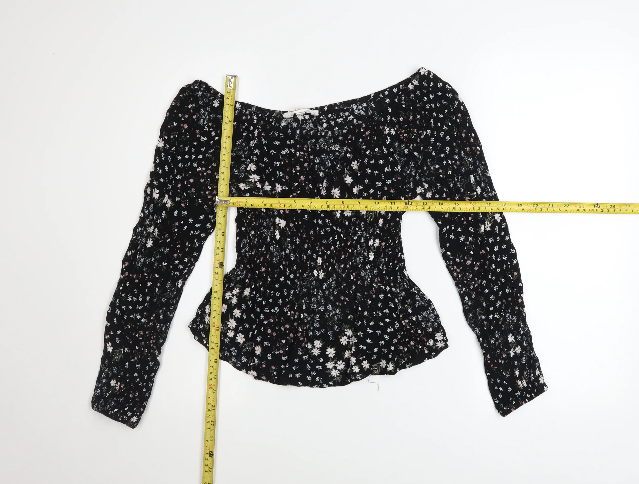 Hippie Rose Womens Black Floral Off Shoulder Boho Blouse Size S - Image 2