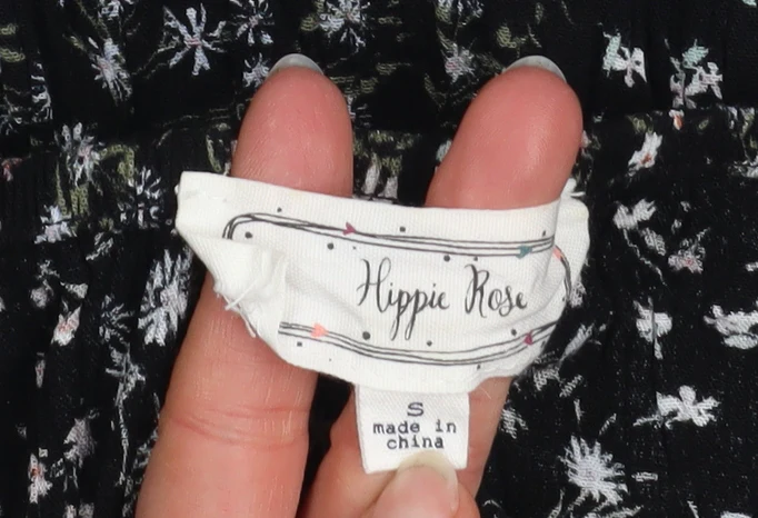 Hippie Rose Womens Black Floral Off Shoulder Boho Blouse Size S - Image 4