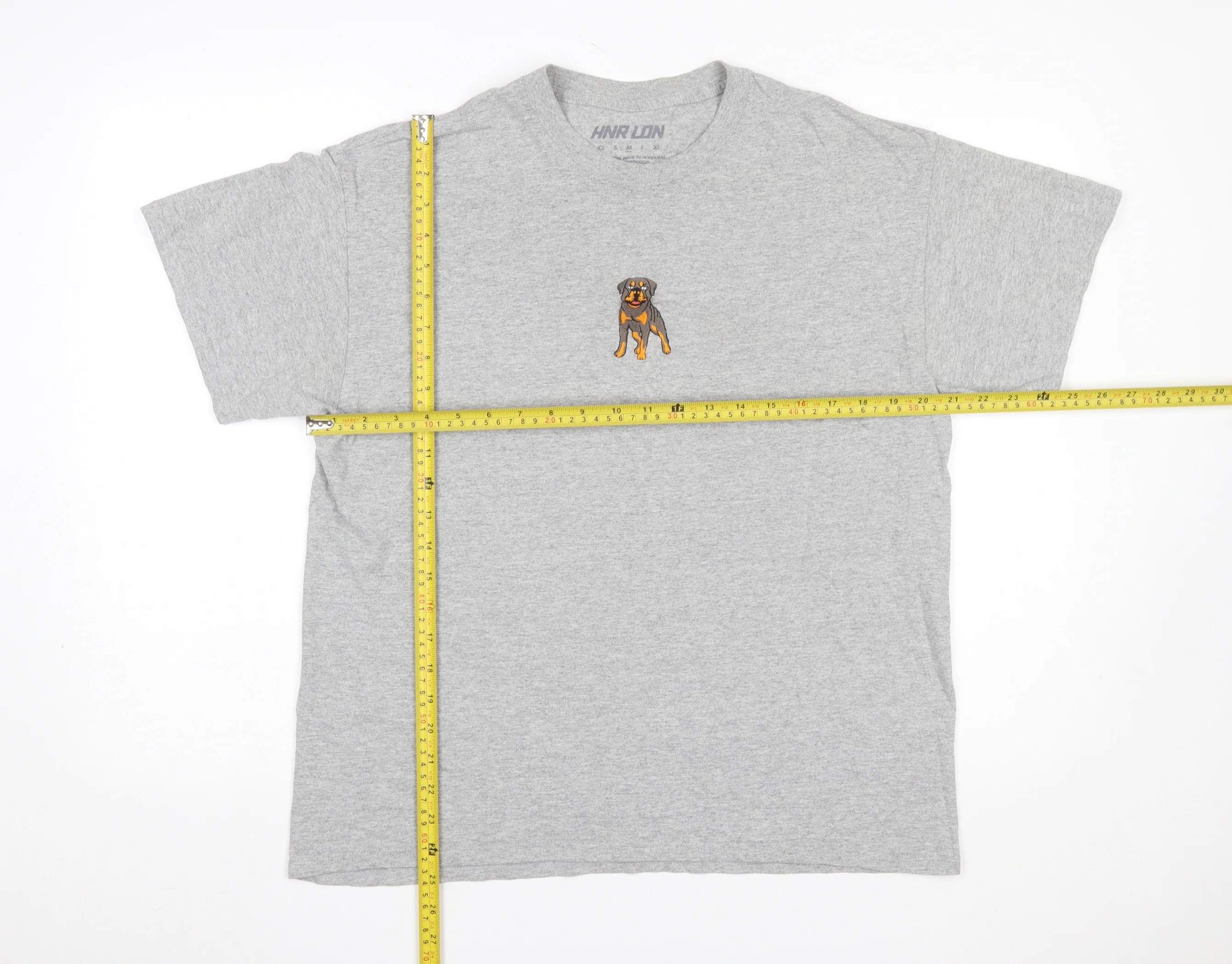 HNR LDN Men's Grey Dog Embroidered Cotton T-Shirt Size M - Image 2