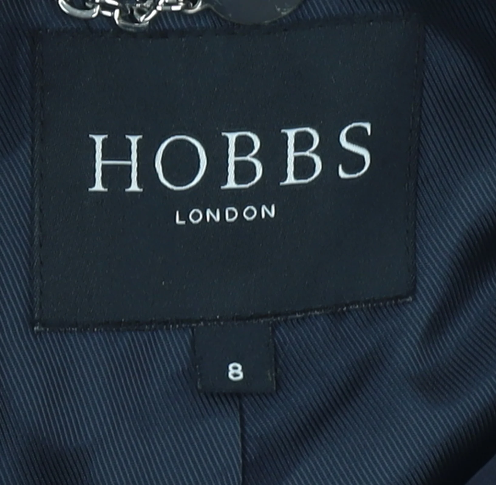 Hobbs London Navy Hooded Parka Jacket Women's Size 8 Drawstring Waist - Image 4