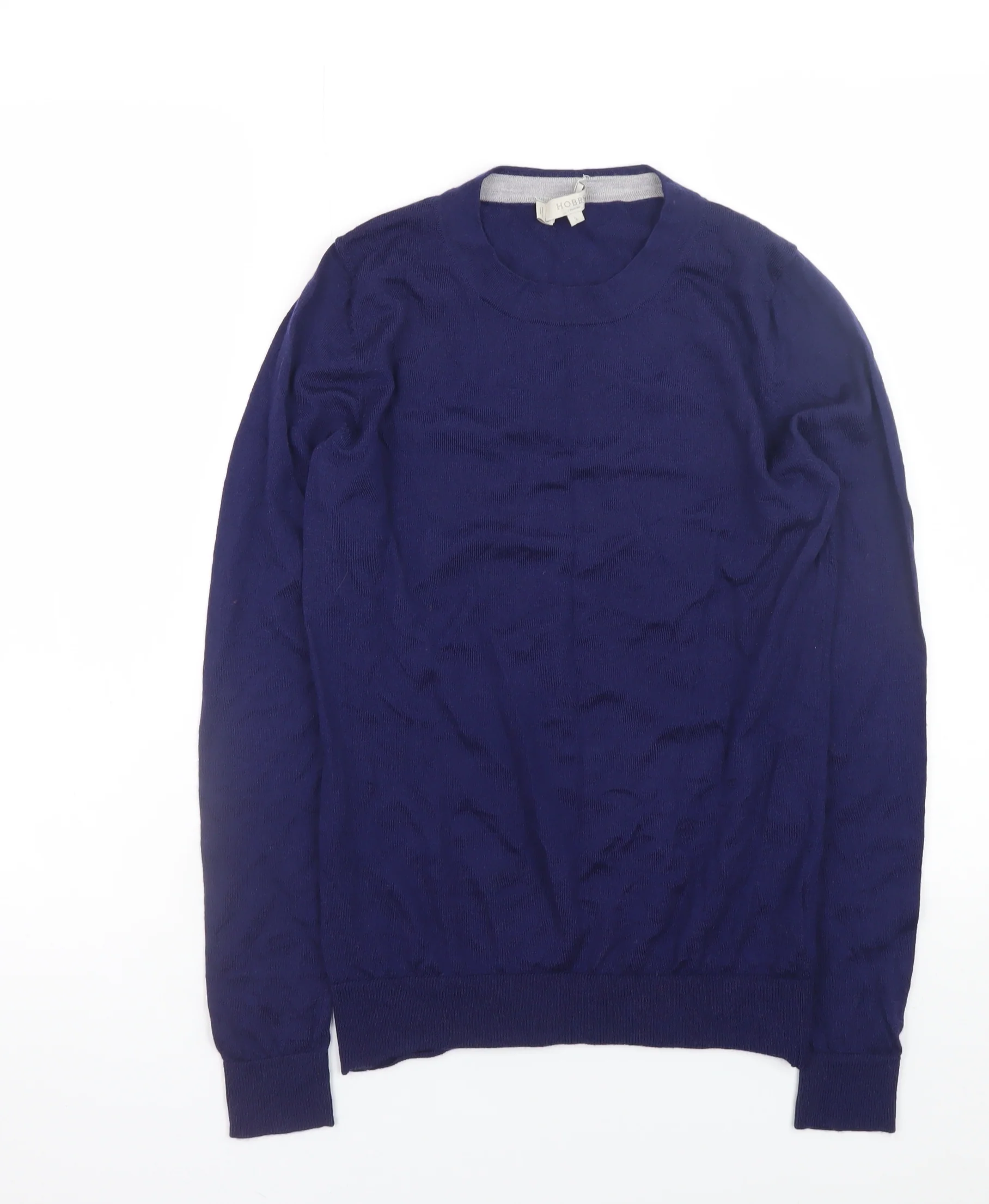 Hobbs Men's Blue Merino Wool Crew Neck Jumper Size Small