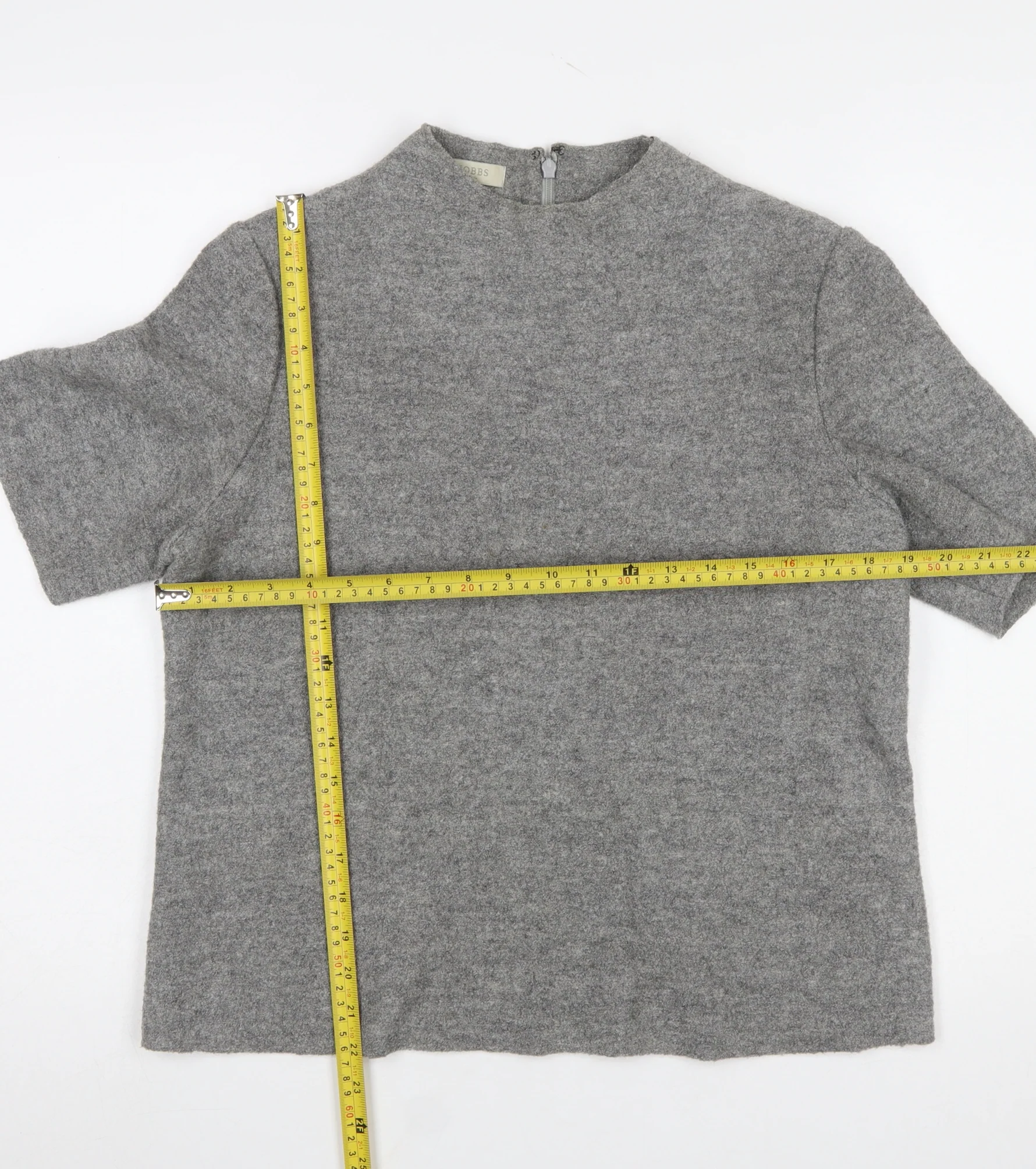 Hobbs Women Grey Wool Blend Mock Neck Short Sleeve Jumper UK 14 - Image 2
