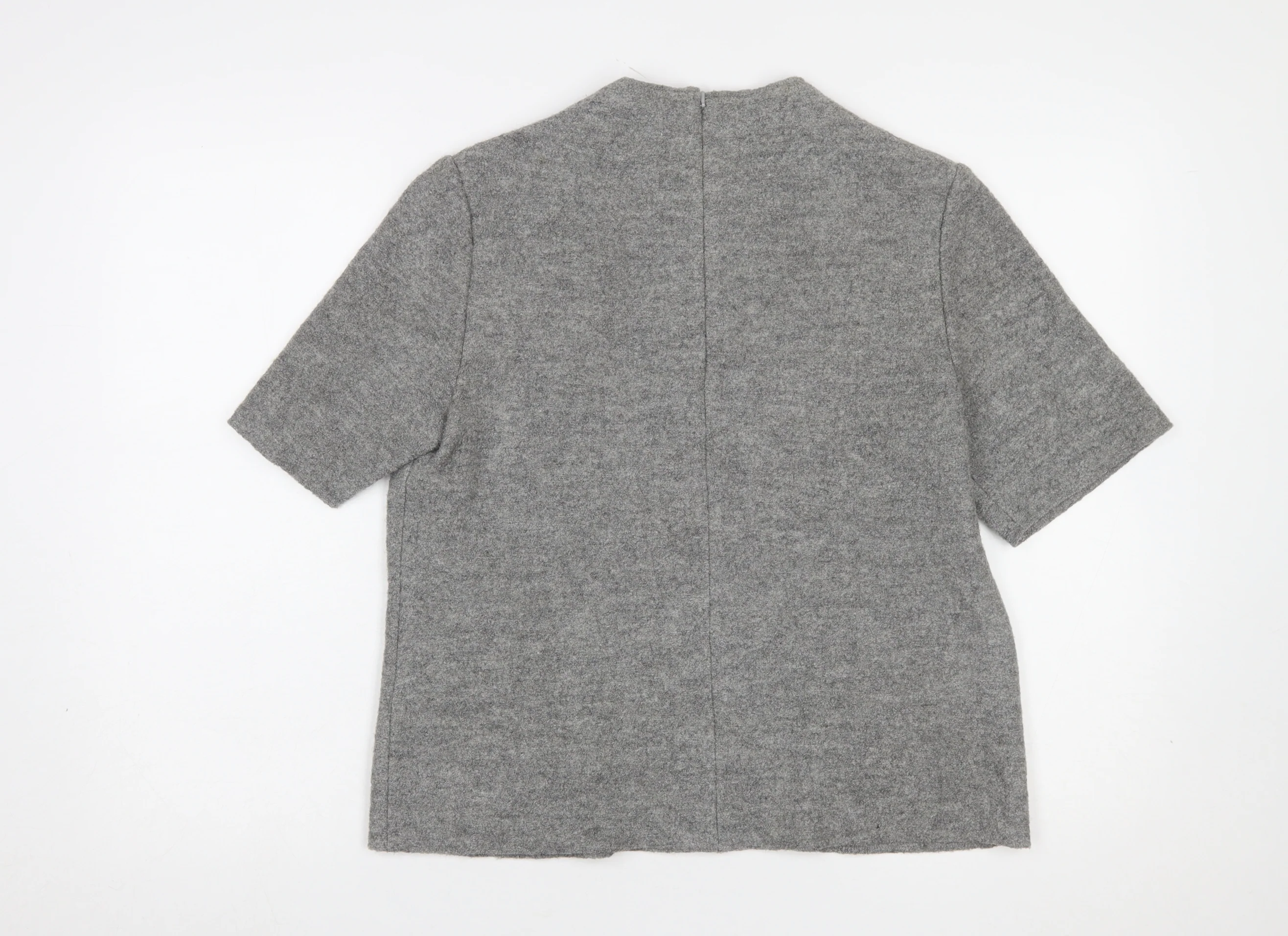 Hobbs Women Grey Wool Blend Mock Neck Short Sleeve Jumper UK 14 - Image 3