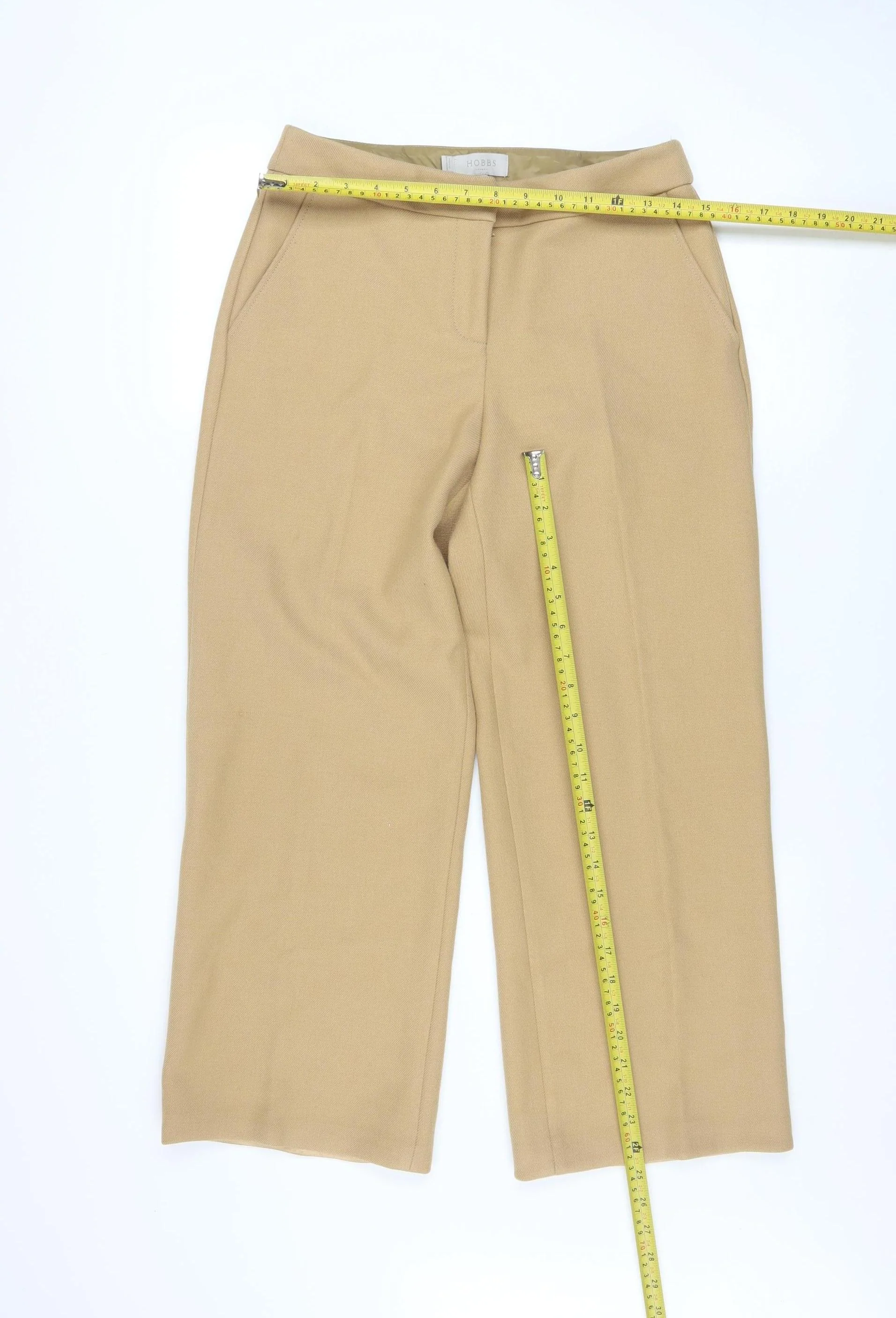 Hobbs Women’s Beige Wide-Leg Tailored Trousers Size 8 - Image 2