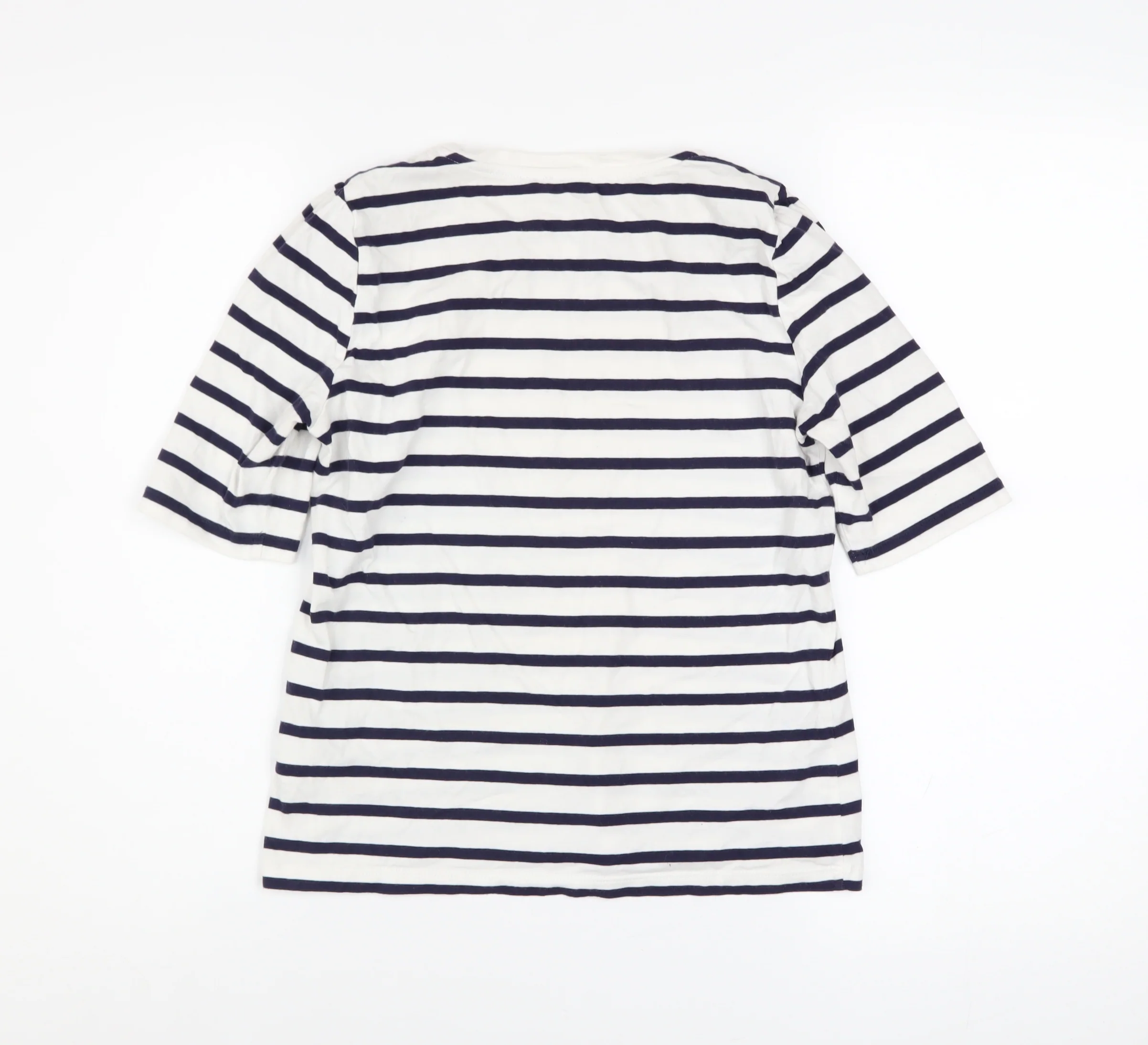 Hobbs Women’s White Navy Striped Cotton Jersey T-Shirt XS - Image 3