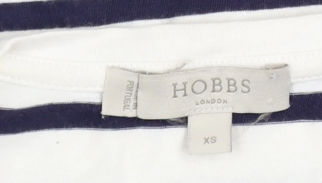 Hobbs Women’s White Navy Striped Cotton Jersey T-Shirt XS - Image 4