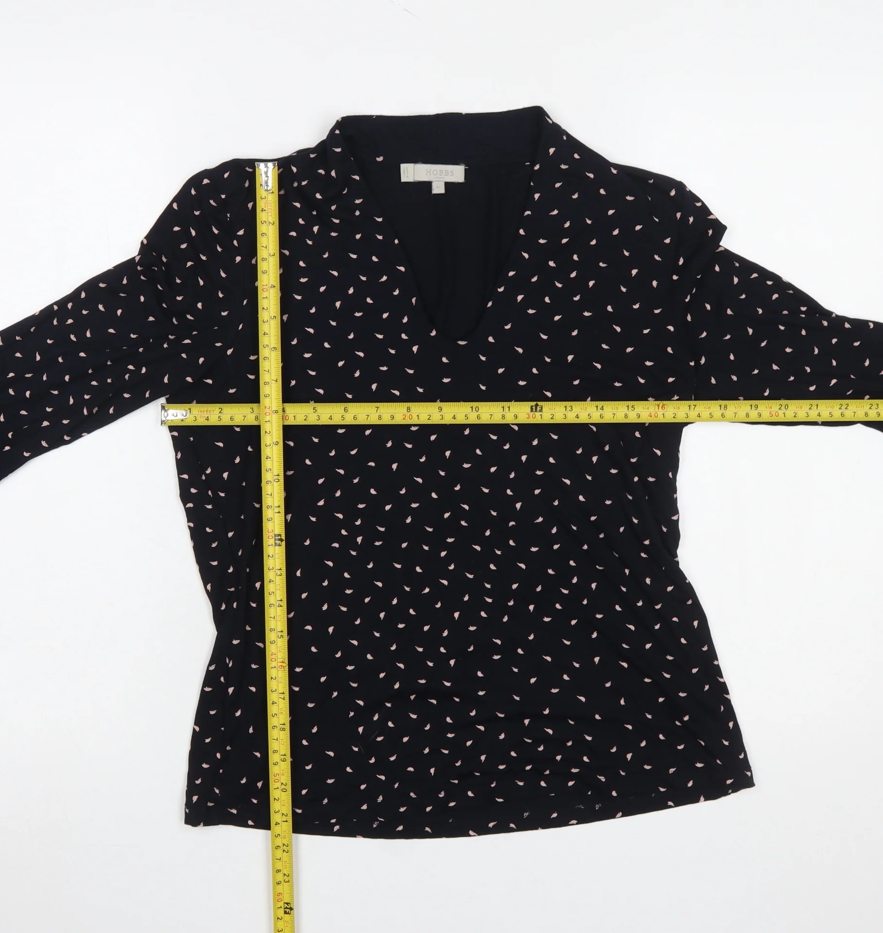 Hobbs Women's Black Floral V-Neck Wrap Blouse Size M - Image 2
