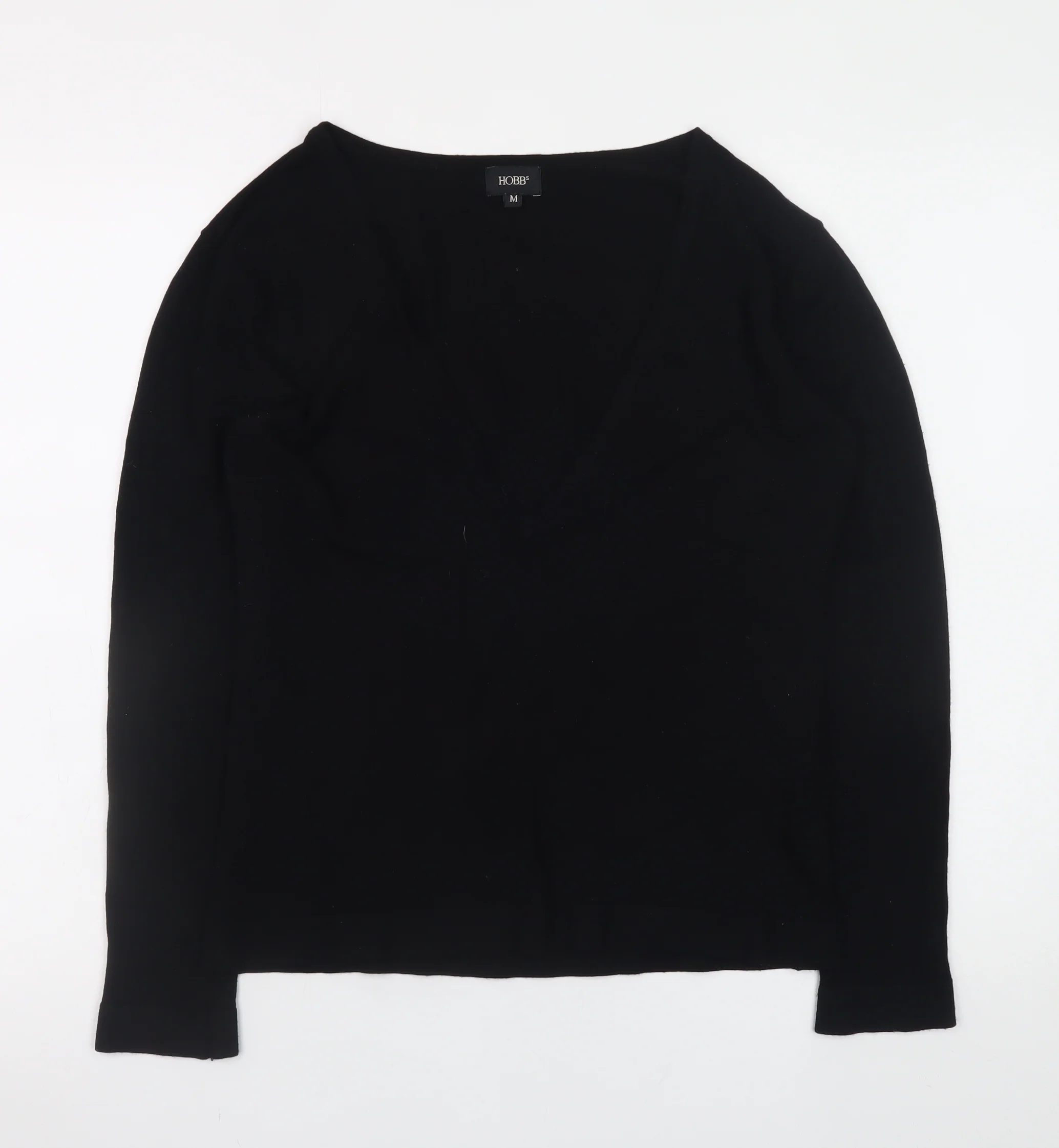 Hobbs Women's Black V-Neck Long Sleeve Jersey Top M
