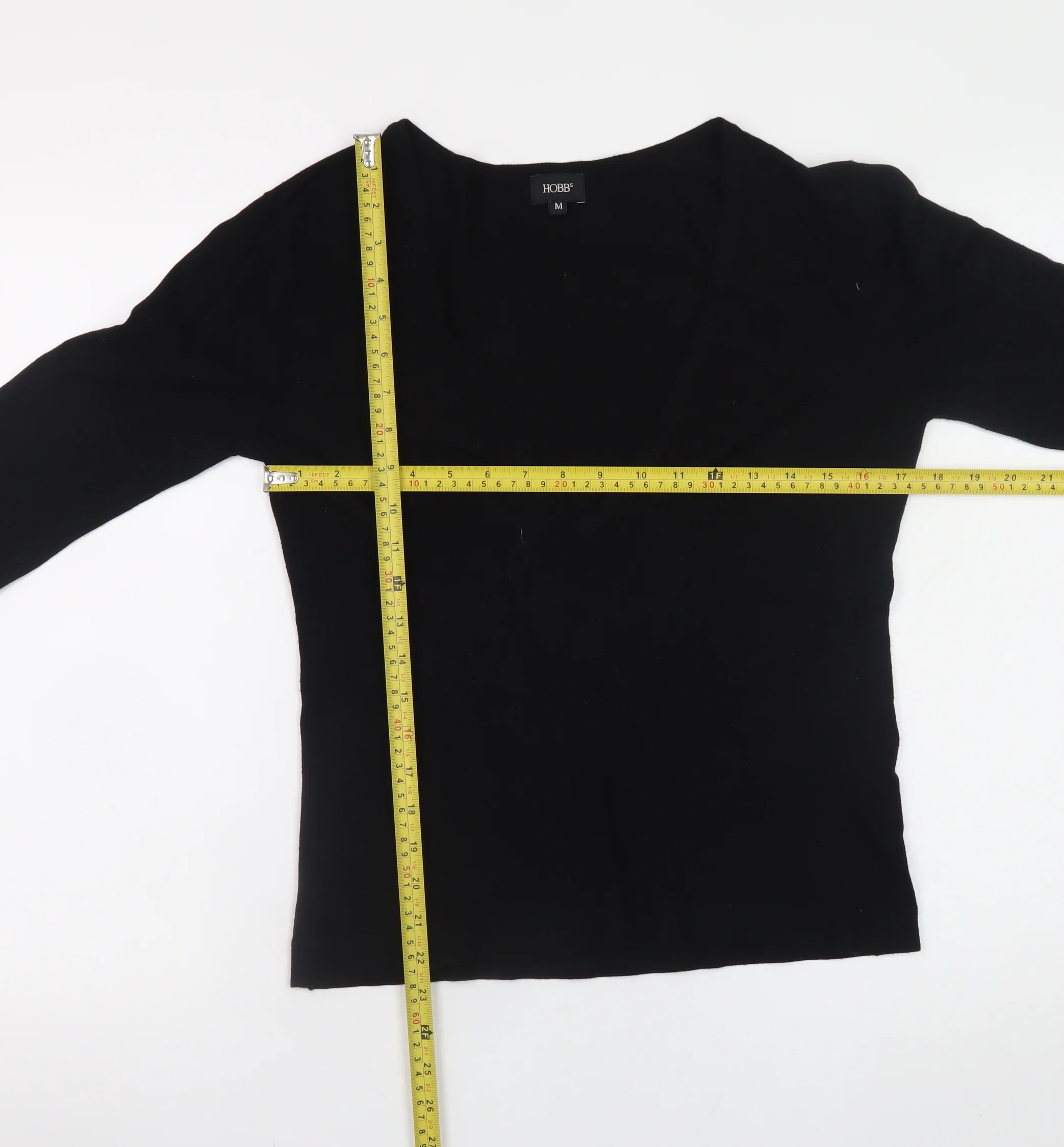 Hobbs Women's Black V-Neck Long Sleeve Jersey Top M - Image 2