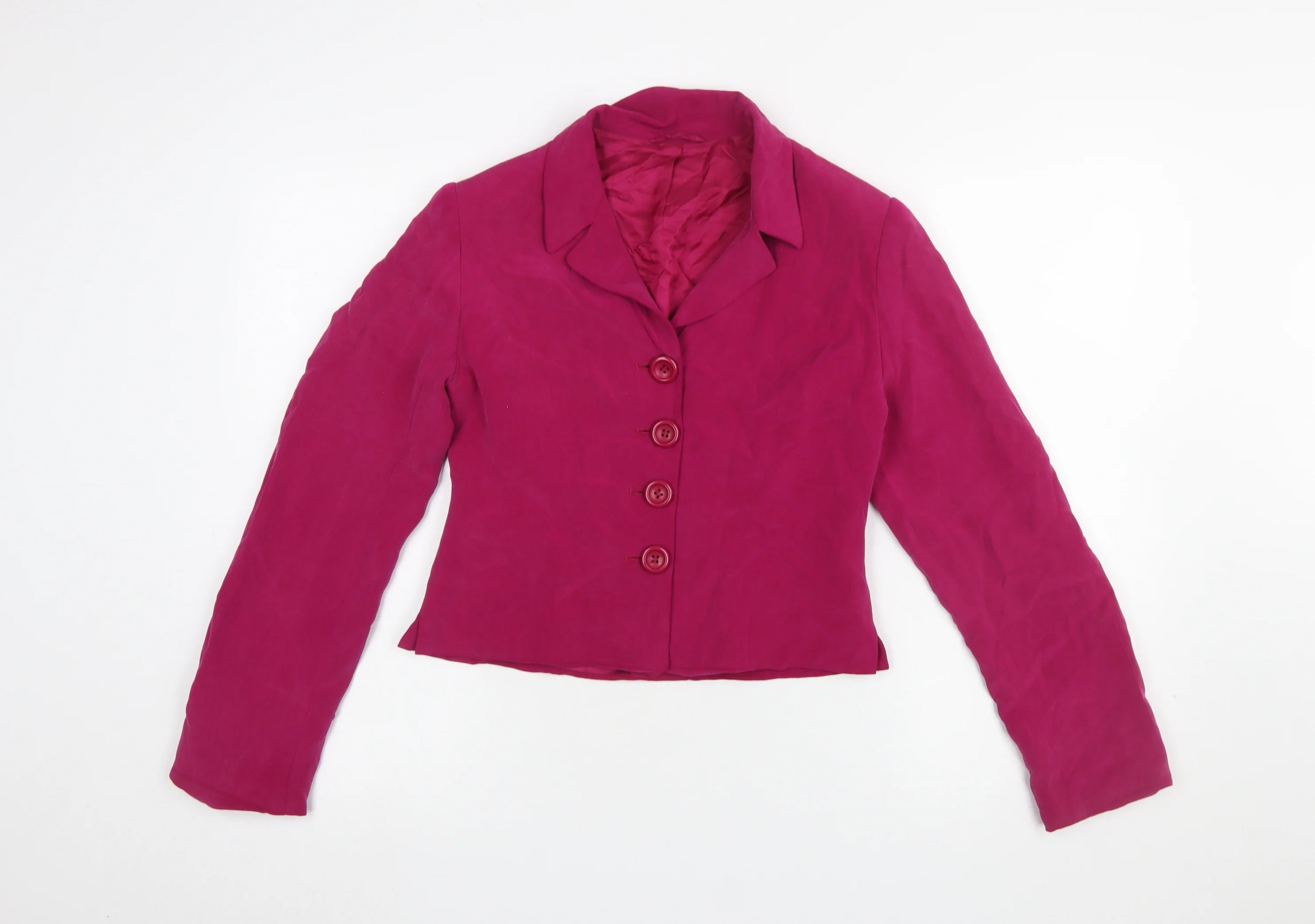 Hobbs Women's Fuchsia Silk Blazer Jacket Size 10 Single-Breasted