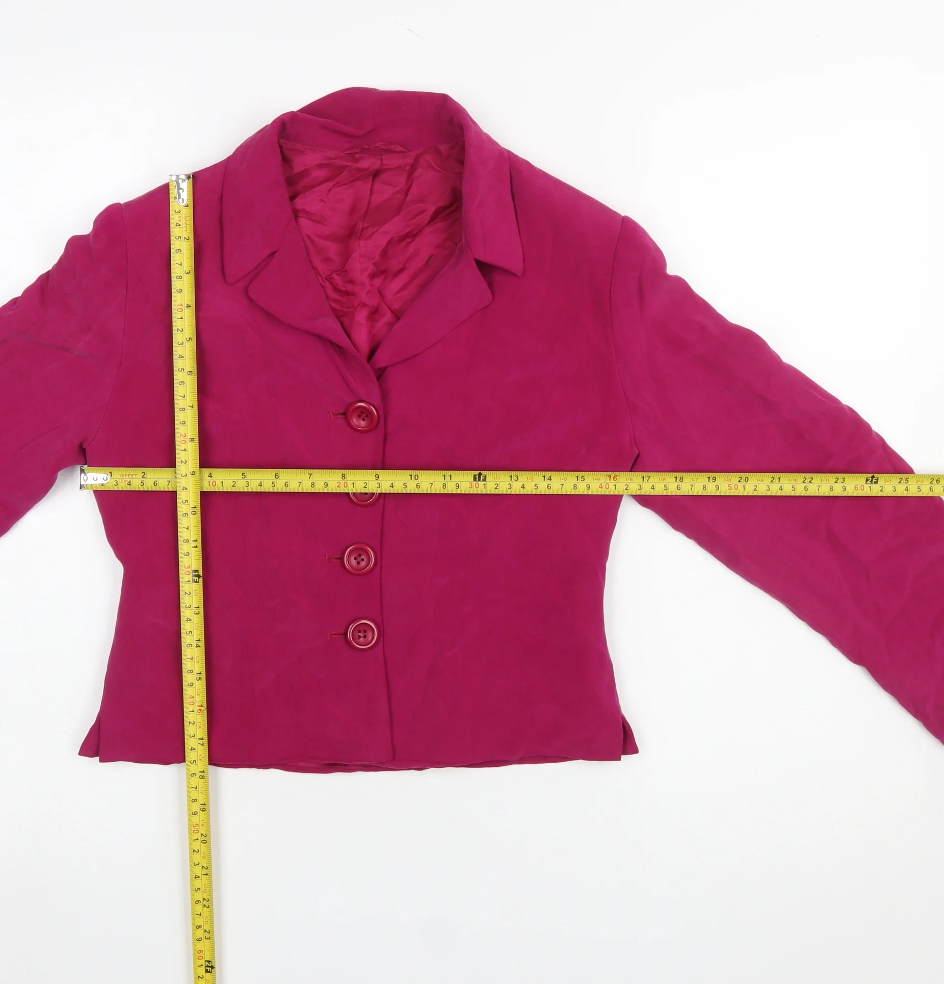 Hobbs Women's Fuchsia Silk Blazer Jacket Size 10 Single-Breasted - Image 2