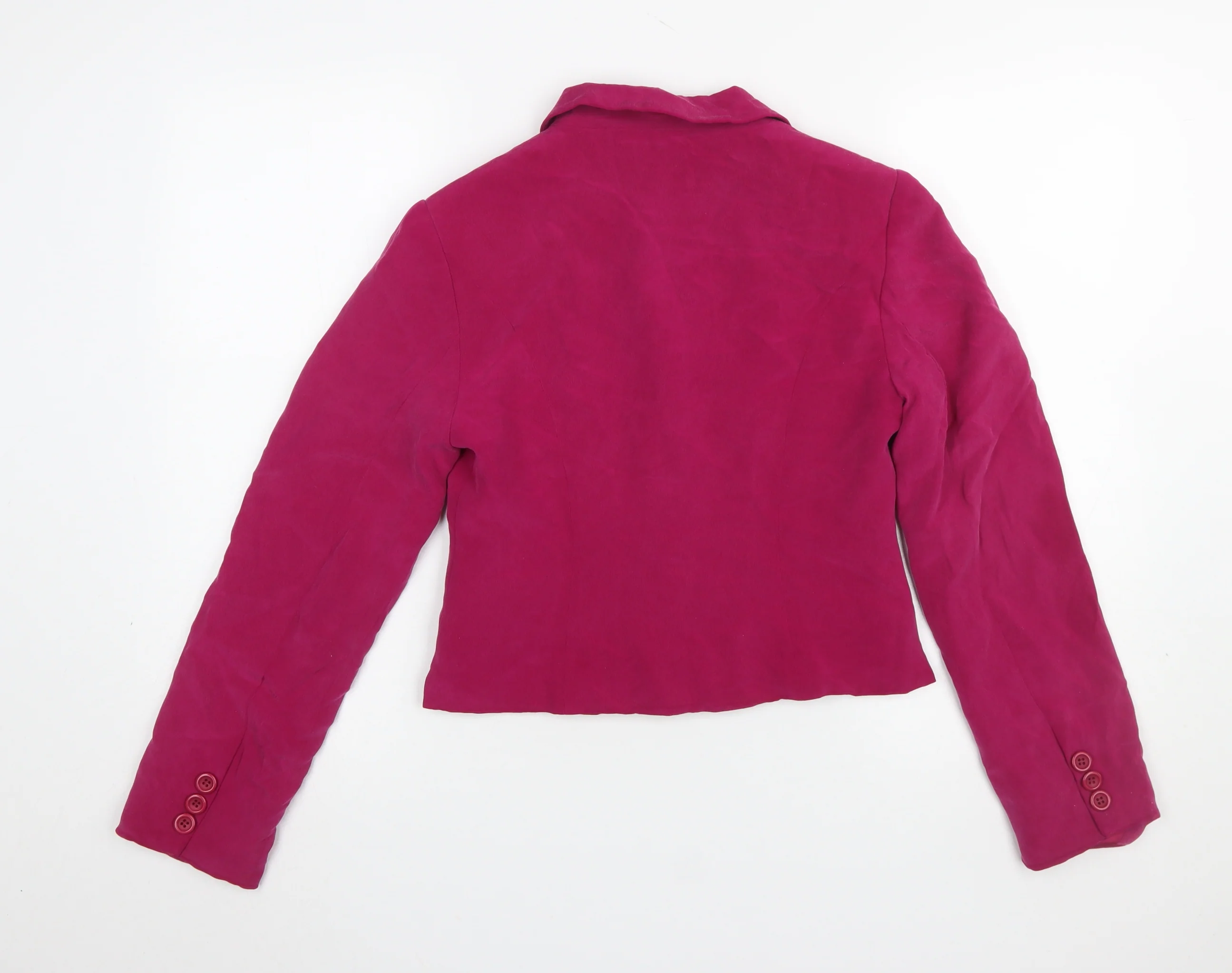 Hobbs Women's Fuchsia Silk Blazer Jacket Size 10 Single-Breasted - Image 3