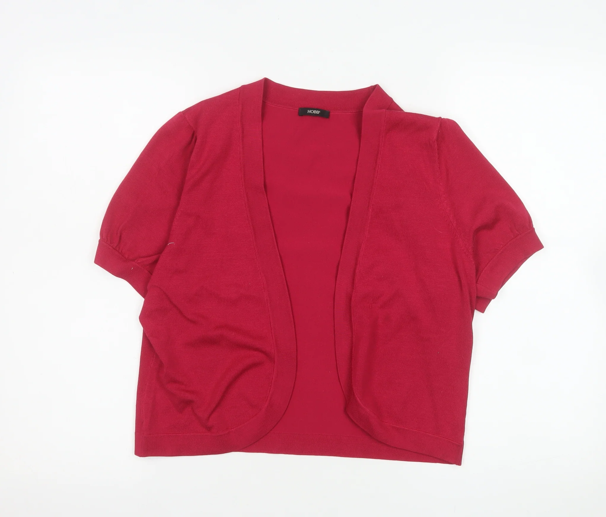Hobbs Women's Red Silk Blend Short Sleeve Open Cardigan Size 16