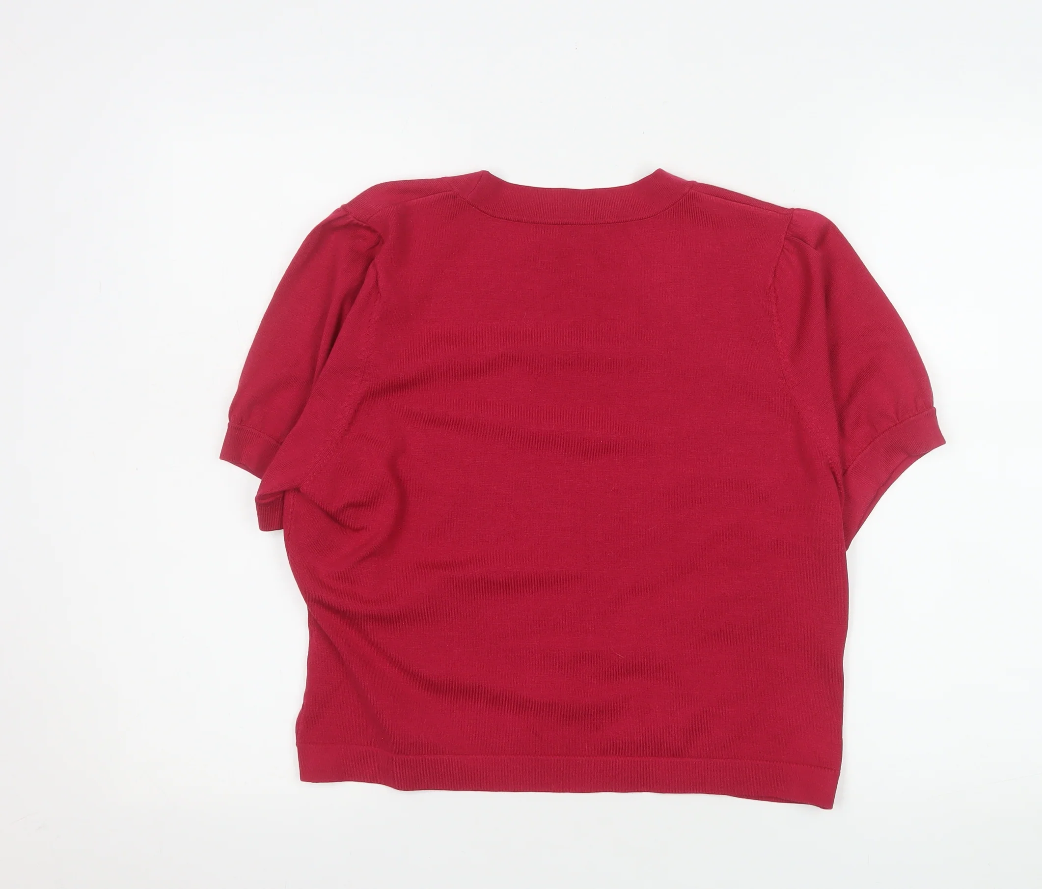 Hobbs Women's Red Silk Blend Short Sleeve Open Cardigan Size 16 - Image 3
