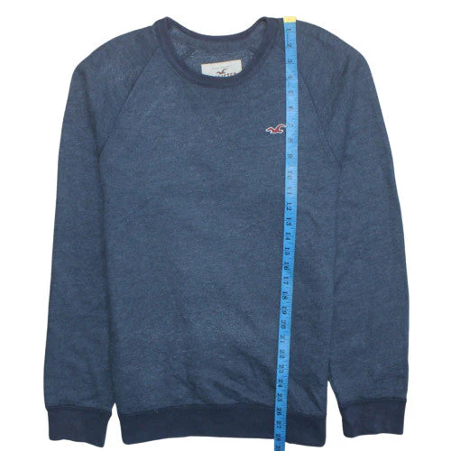 Hollister Men Blue Crew Neck Pullover Sweatshirt L Cotton Blend - Image 2