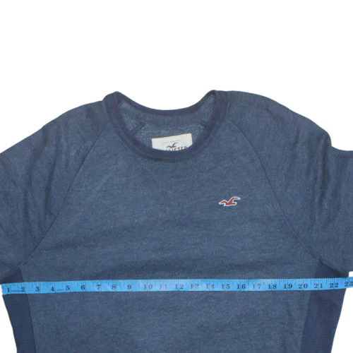 Hollister Men Blue Crew Neck Pullover Sweatshirt L Cotton Blend - Image 3