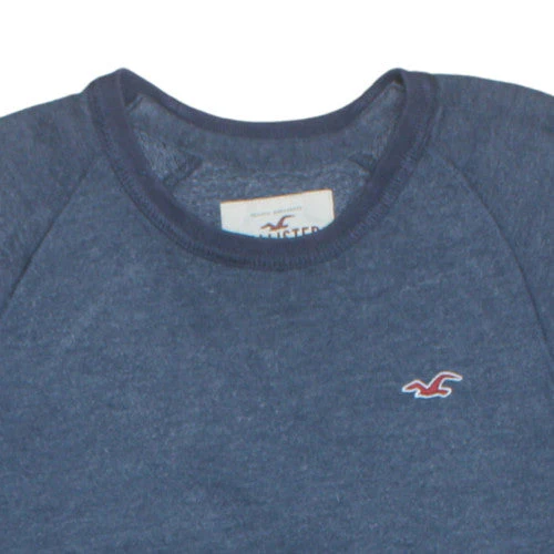 Hollister Men Blue Crew Neck Pullover Sweatshirt L Cotton Blend - Image 8
