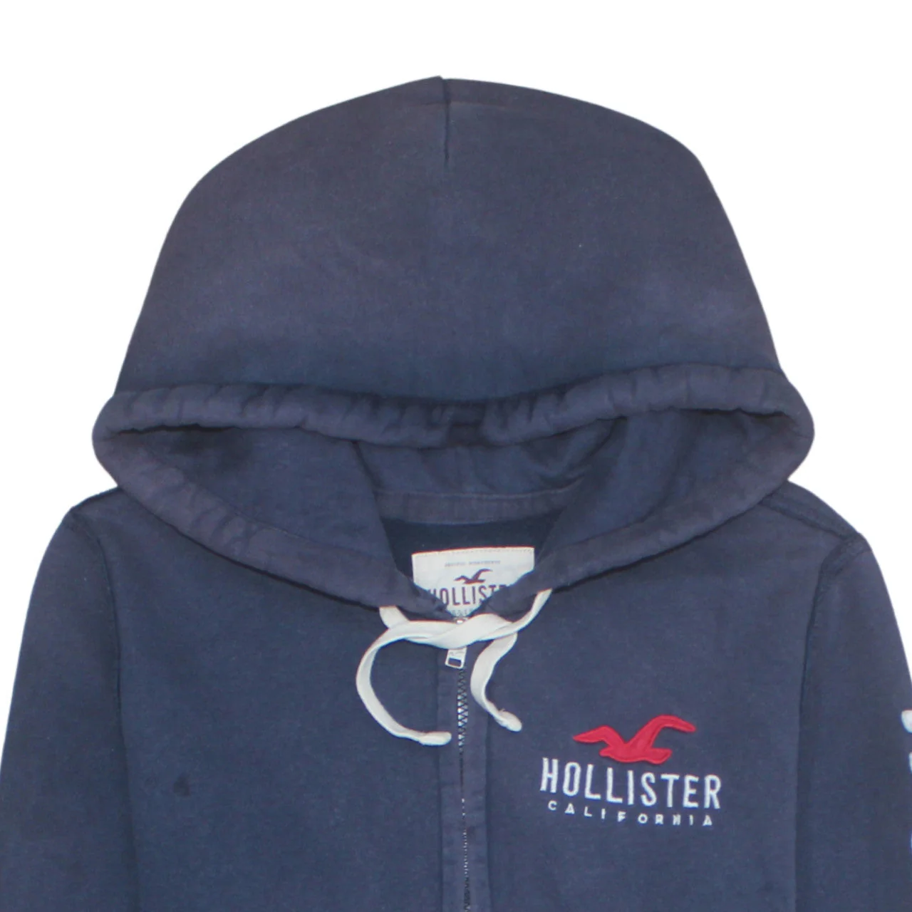 Hollister Men Blue Full Zip Hoodie M Logo Fleece Sweatshirt - Image 8