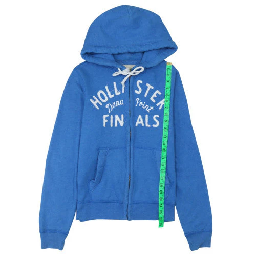 Hollister Men Blue Full Zip Hoodie S Logo Fleece Sweatshirt - Image 2