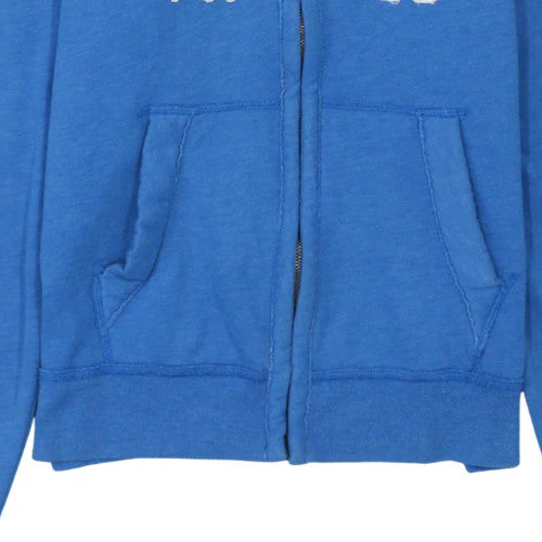 Hollister Men Blue Full Zip Hoodie S Logo Fleece Sweatshirt - Image 7