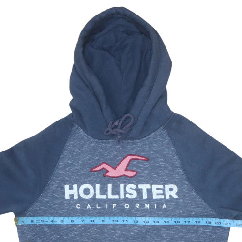 Hollister Men Blue Pullover Hoodie S Logo Graphic Cotton Blend - Image 2