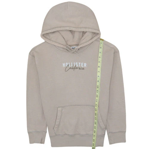 Hollister Men’s Beige Pullover Hoodie XS Logo Fleece Sweatshirt - Image 3