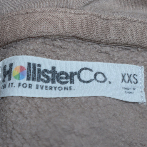 Hollister Men’s Beige Pullover Hoodie XS Logo Fleece Sweatshirt - Image 5