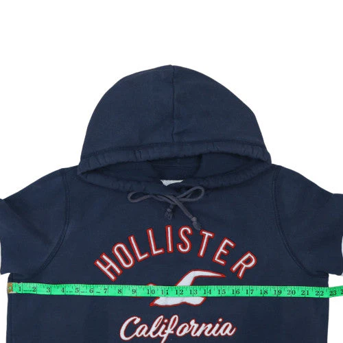Hollister Men’s Blue Pullover Hoodie L Fleece Embroidered Logo - Image 2