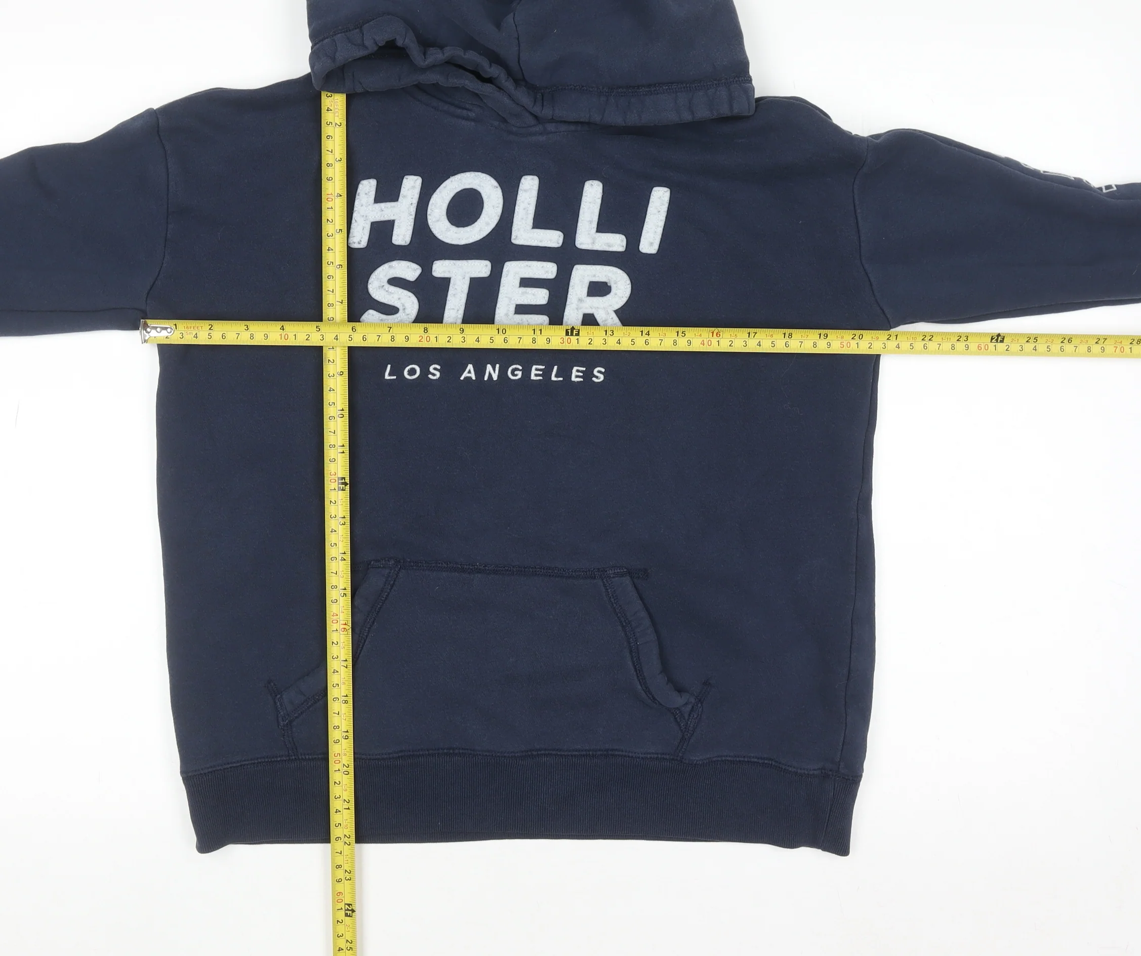 Hollister Men’s Blue Pullover Hoodie M Regular Fit Fleece Sweatshirt - Image 2