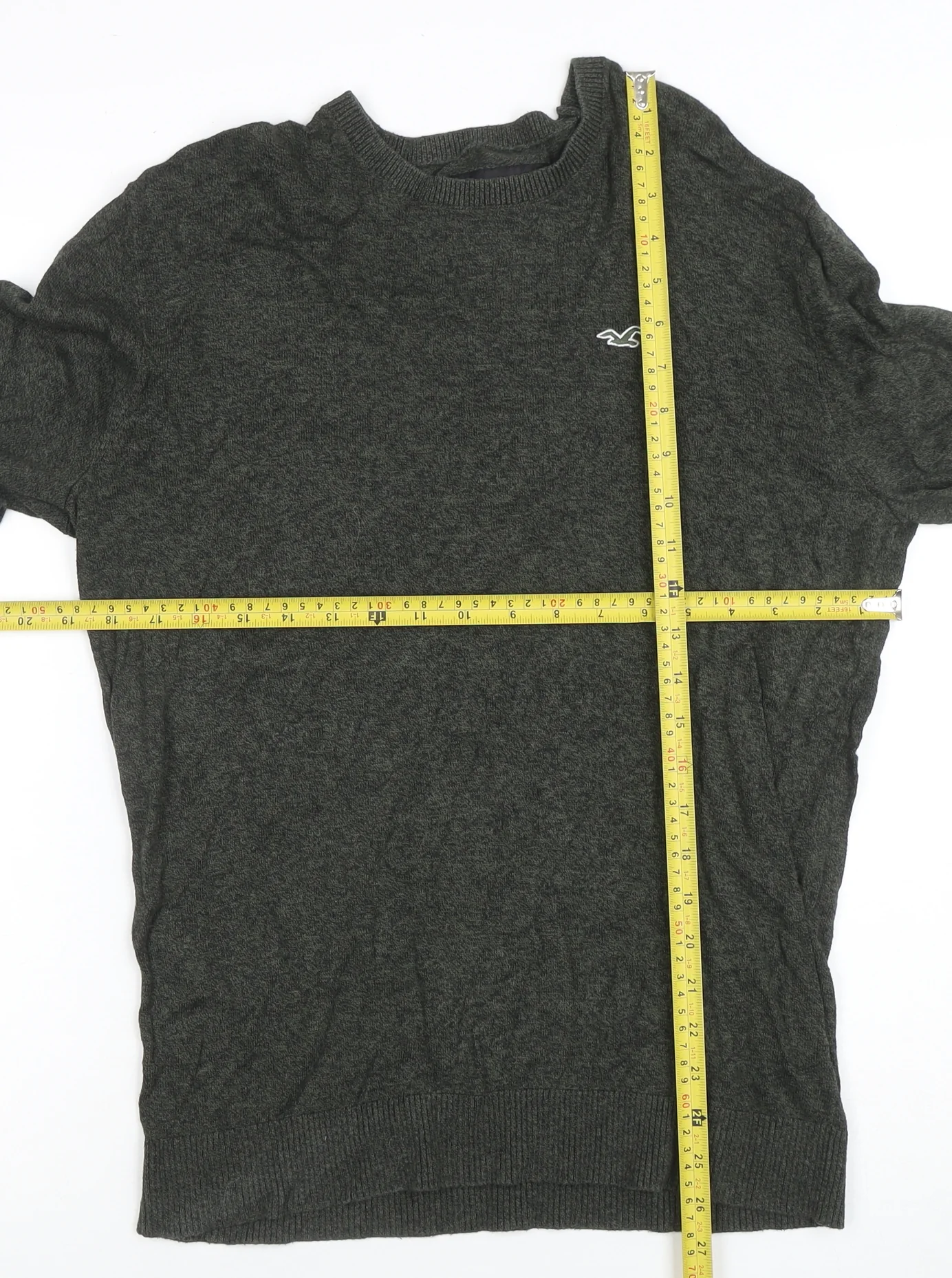 Hollister Men’s Grey Cotton Blend Crew Neck Pullover Jumper L - Image 2