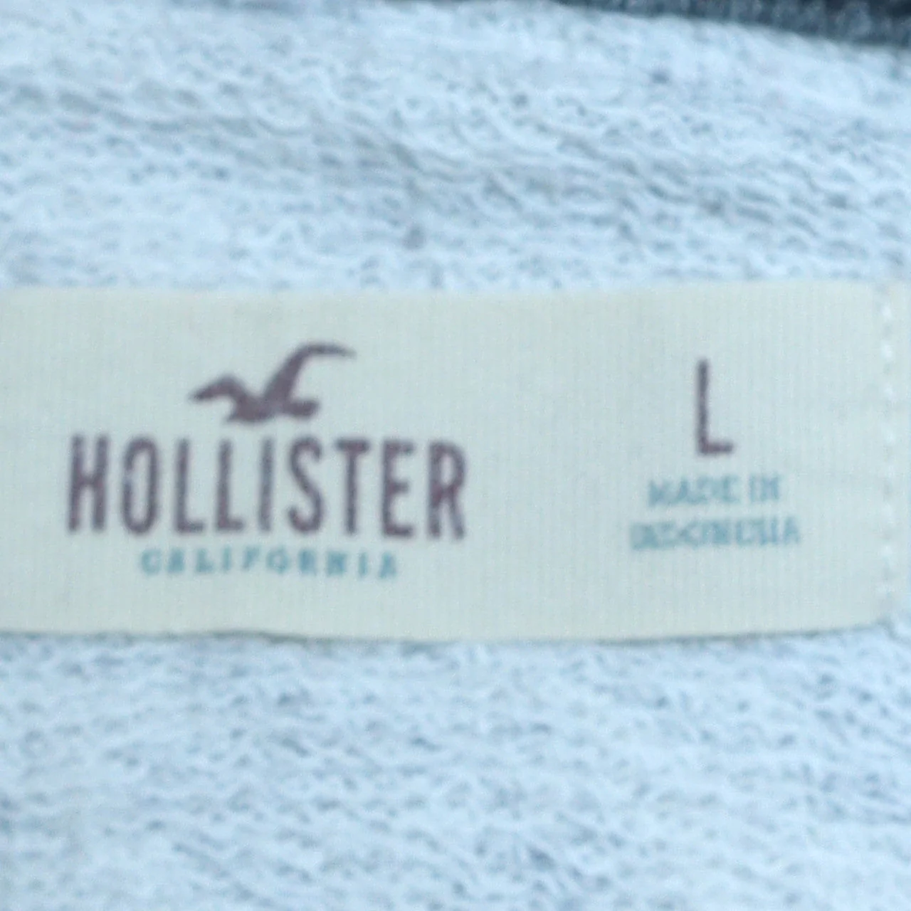 Hollister Men’s Grey Pullover Hoodie L Logo Print Fleece Sweatshirt - Image 6