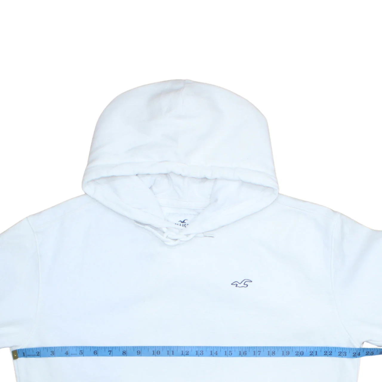 Hollister Men’s White Pullover Hoodie L Logo Fleece Sweatshirt - Image 2
