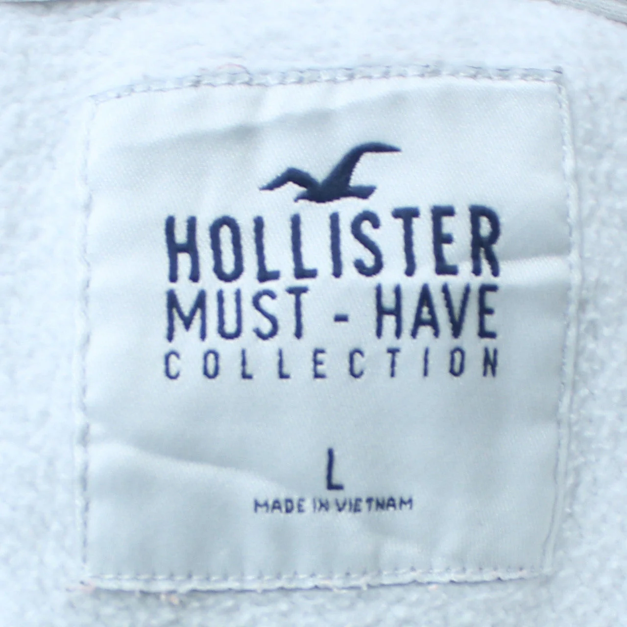 Hollister Men’s White Pullover Hoodie L Logo Fleece Sweatshirt - Image 6