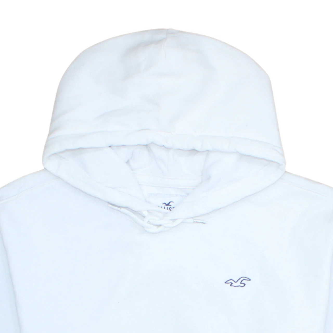 Hollister Men’s White Pullover Hoodie L Logo Fleece Sweatshirt - Image 8