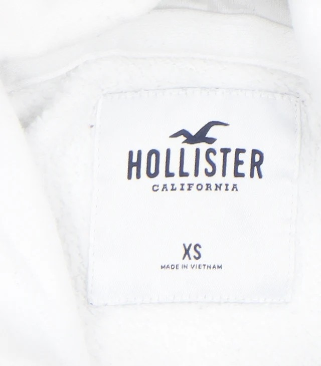 Hollister Men’s White XS Pullover Hoodie With Logo & Side Stripes - Image 4