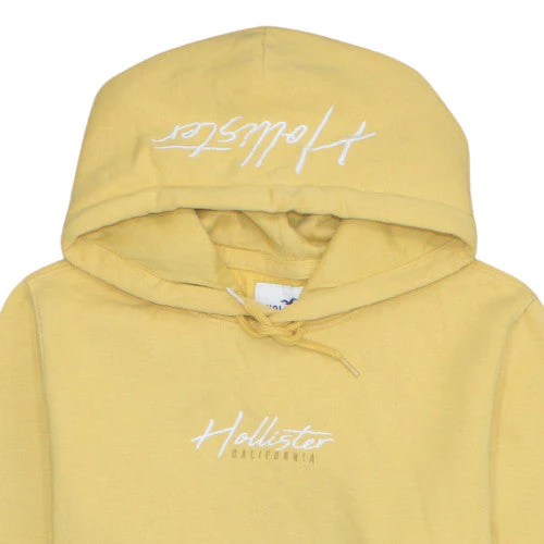 Hollister Men’s Yellow Pullover Hoodie M Fleece Logo Must-Have - Image 8