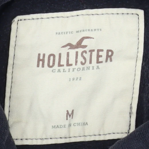 Hollister Mens Black Hoodie Medium Pullover Graphic Surf Team Cotton - Image 4