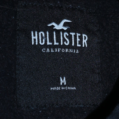 Hollister Mens Black Pullover Hoodie Medium Logo Embroidered Fleece - Image 5